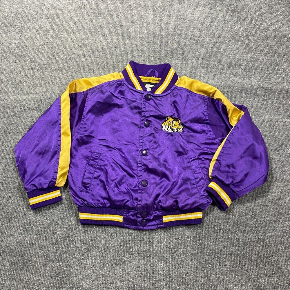 Starter LSU Tigers Jacket Toddler 5T Purple Gold Satin Football Sports Coat - Picture 1 of 7